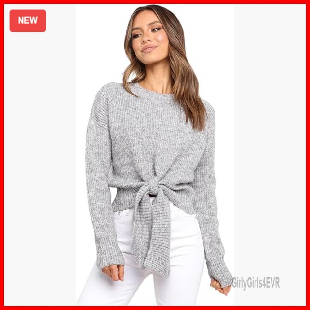 Short Pullover Sweater with Waist Tie, Hand Wash Rayon Blend
